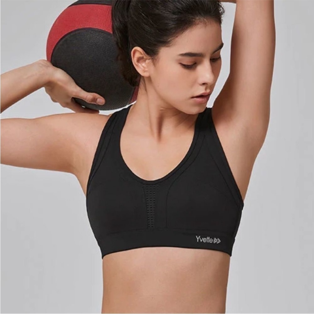 Yvette Power Crossback Black Sports Bra size small NEW - Picture 2 of 7